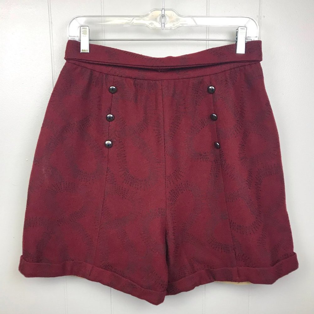 Italian Wool Blend High Waist Pinup Shorts Rocker Sailor Shorts Size Small